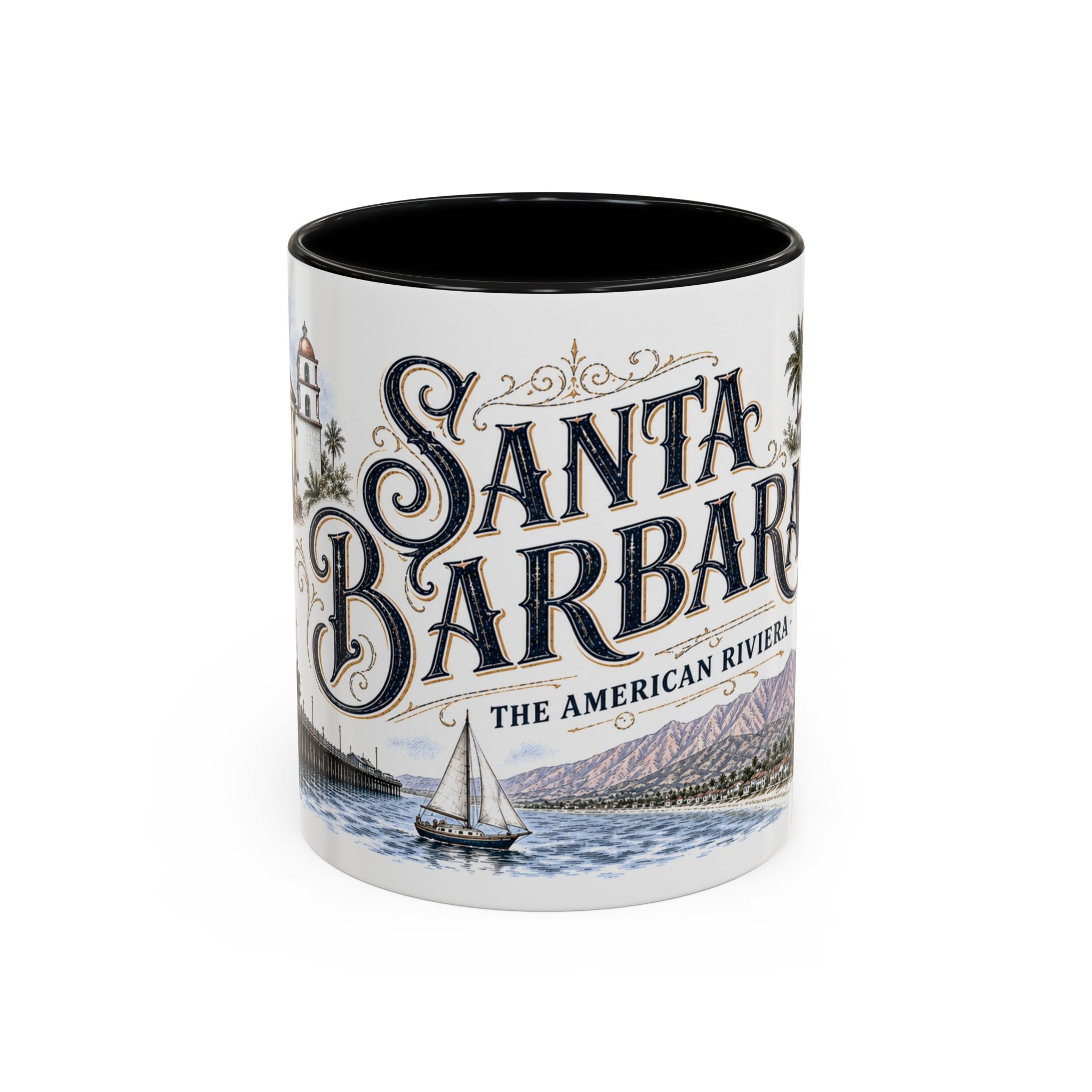 Santa Barbara Coffee Mug | United States Travel Souvenir | Vintage Illustrated City Gift | 11 oz 15 oz Accent Mug