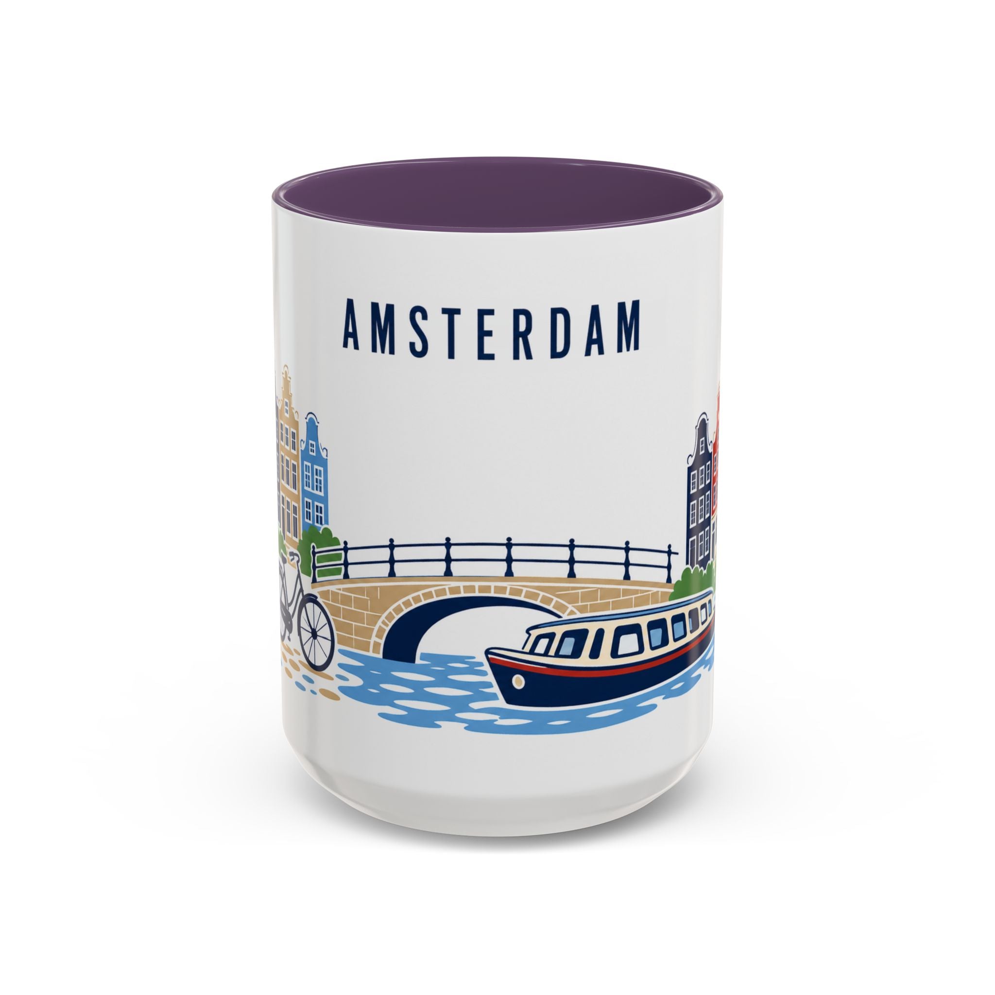 Amsterdam Coffee Mug | Netherlands Travel Souvenir | Porcelain Decal City Gift | 11oz 15oz Accent Mug