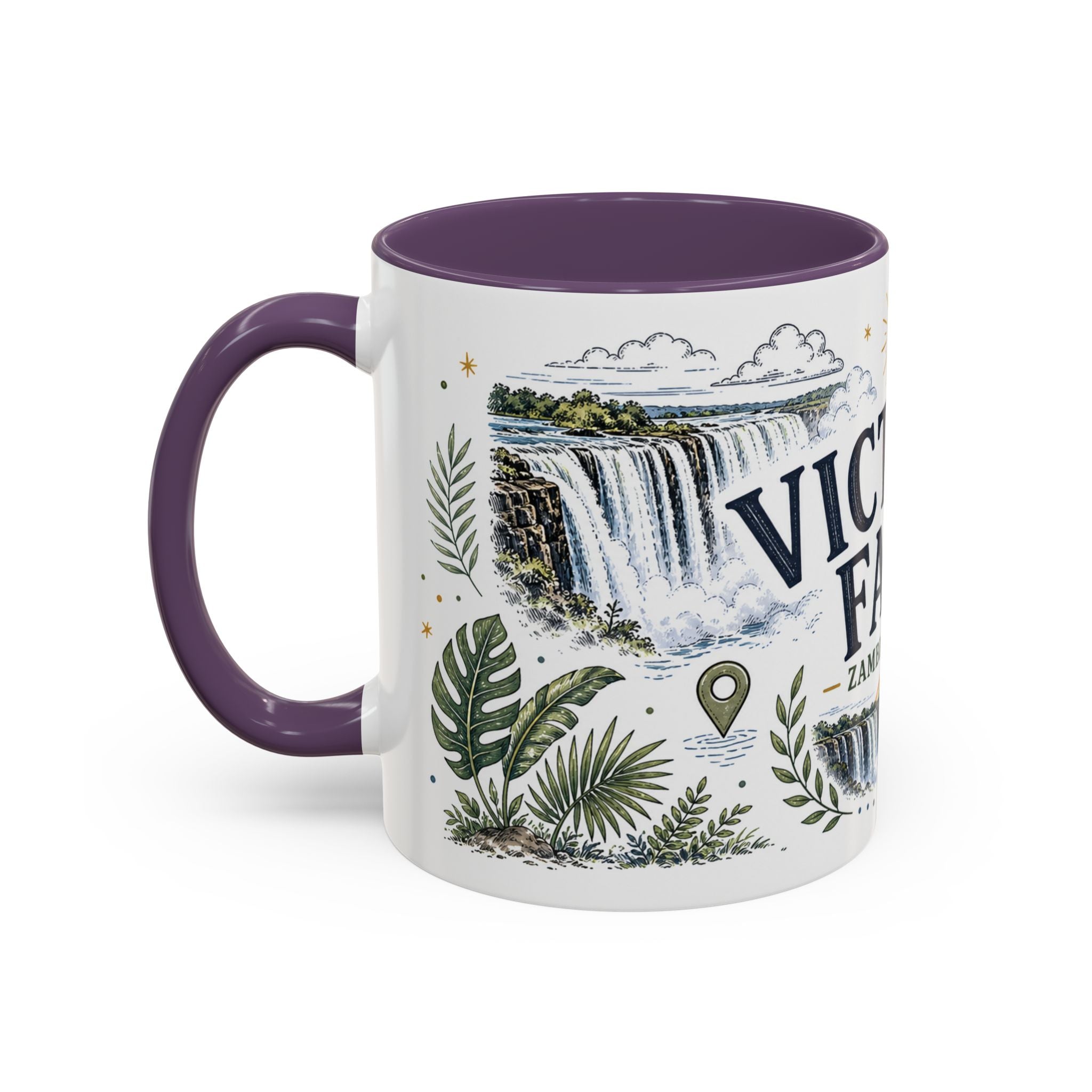 Victoria Falls Coffee Mug | Travel Destination Souvenir Gift | Accent Color Ceramic 11oz 15oz