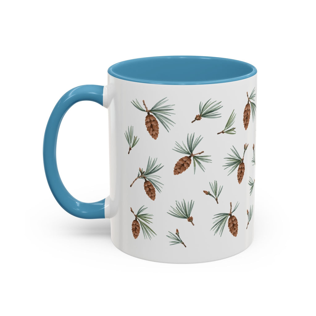 Maine White Pine Cone and Tassel Mug, State Flower Floral Coffee Cup, 11oz Botanical Gift