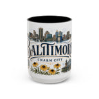 Baltimore Coffee Mug | United States Travel Souvenir | Vintage Illustrated City Gift | 11 oz 15 oz Accent Mug