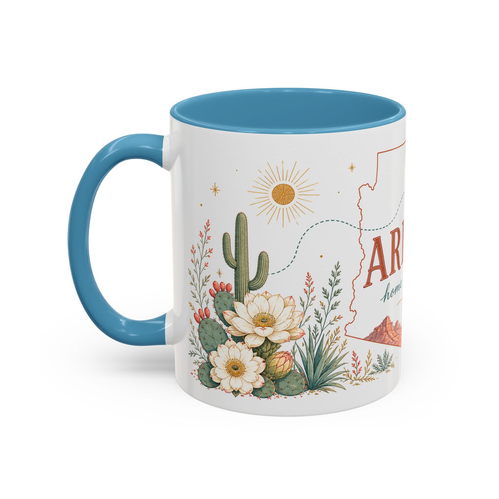 Arizona State Map Mug | Desert Landscape, Botanical Accents, Homesick Gift
