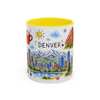 Denver Illustrated Travel Mug | City Souvenir Accent Coffee Mug | 11oz 15oz Ceramic Cup