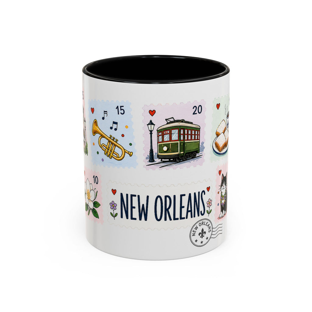 New Orleans Coffee Mug | Postage Stamp Collage Mug | Travel Souvenir Accent Cup 11oz 15oz