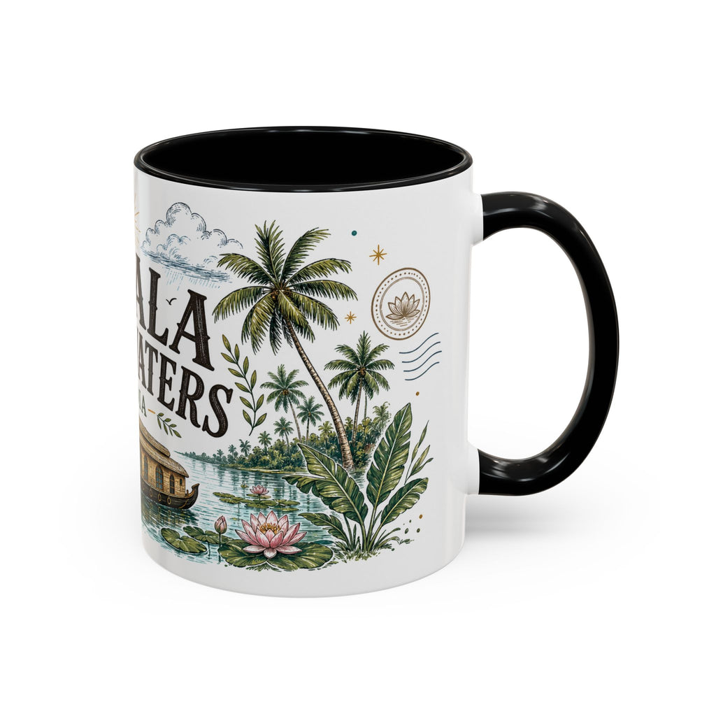 Kerala Backwaters Coffee Mug | Travel Destination Souvenir Gift | Accent Color Ceramic 11oz 15oz