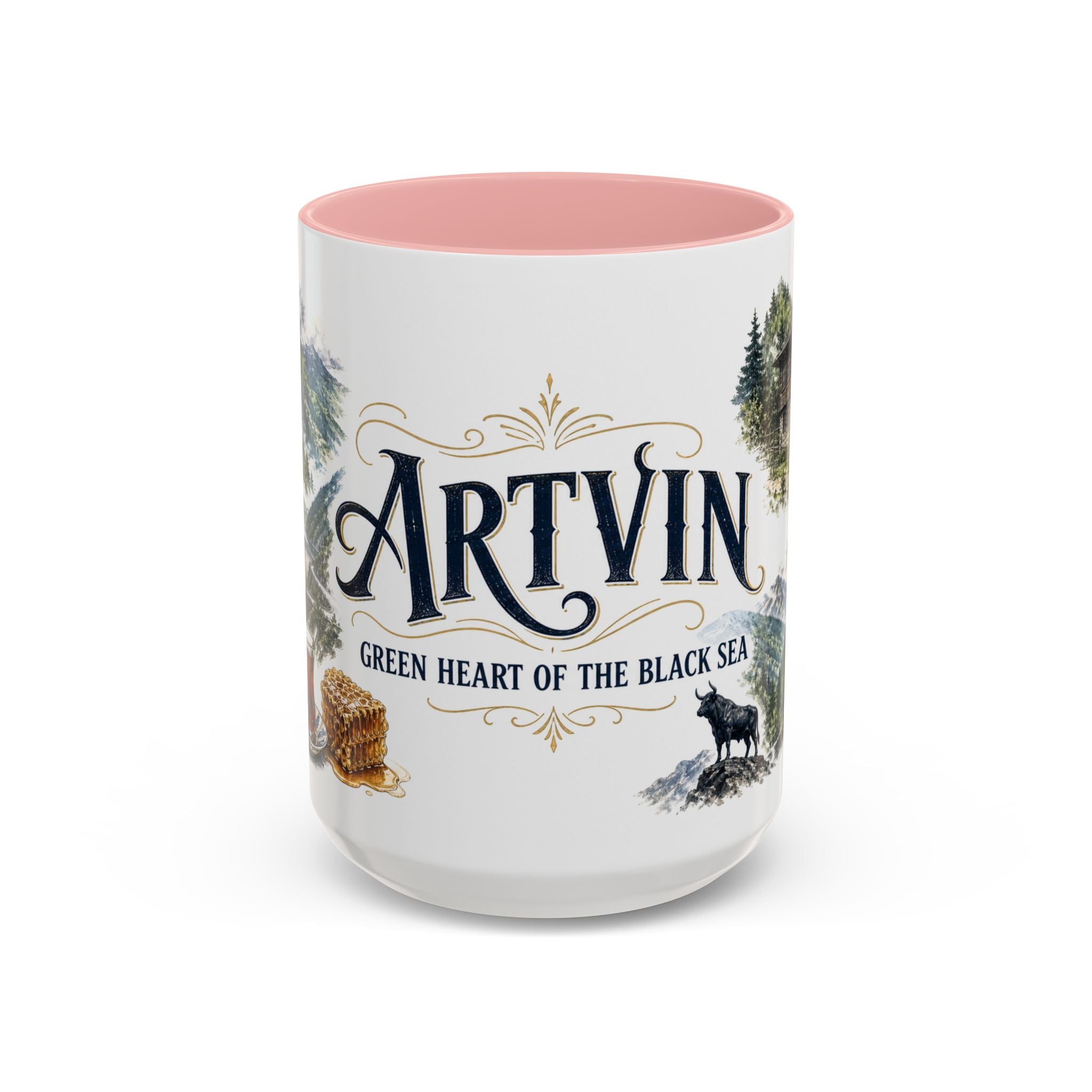 Artvin Coffee Mug | Turkey Travel Souvenir | Vintage Illustrated City Gift | 11 oz 15 oz Accent Mug