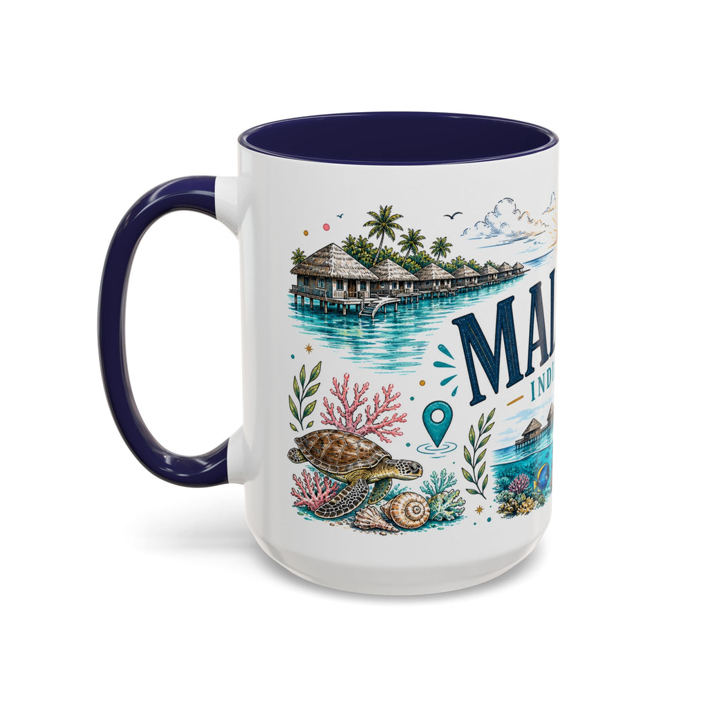 Maldives Coffee Mug | Travel Destination Souvenir Gift | Accent Color Ceramic 11oz 15oz