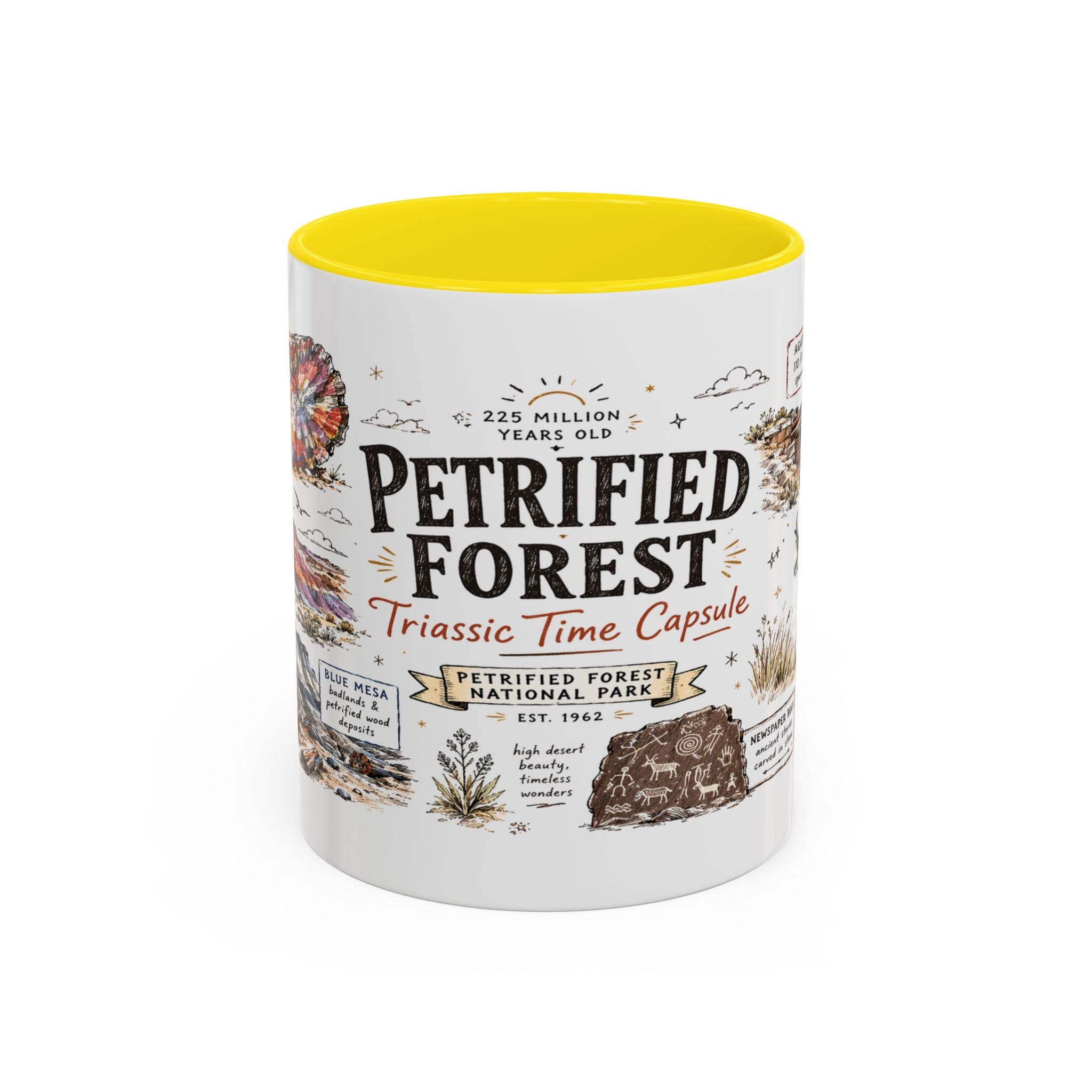 Petrified Forest National Park Coffee Mug | Arizona Painted Desert Fossil Gift | Accent Color Ceramic 11oz 15oz