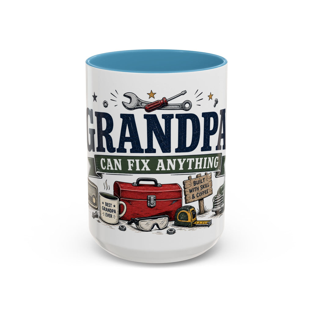 Grandpa Can Fix Anything Coffee Mug | Funny Gift From Grandkids | Accent Ceramic 11oz 15oz