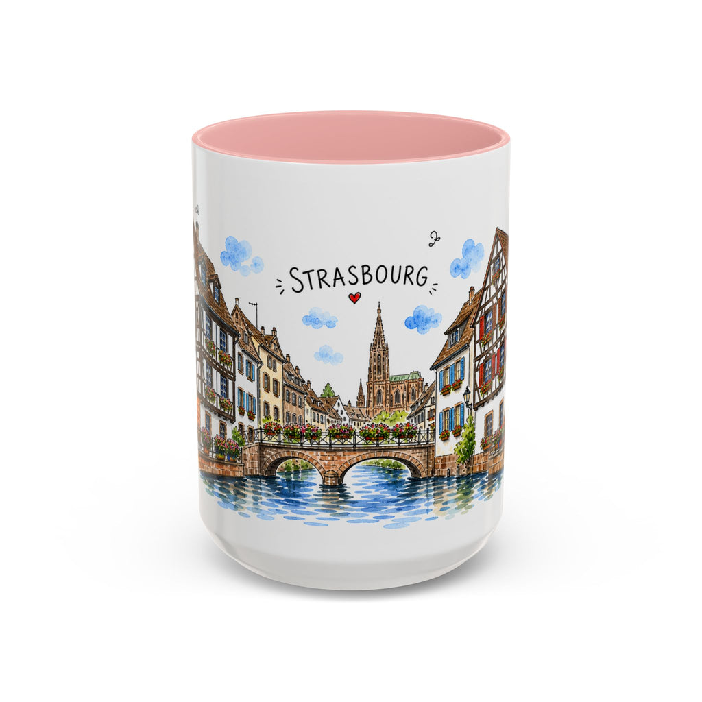 Strasbourg Illustrated Travel Mug | France Souvenir Accent Coffee Mug | 11oz 15oz Ceramic Cup