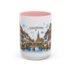Strasbourg Illustrated Travel Mug | France Souvenir Accent Coffee Mug | 11oz 15oz Ceramic Cup