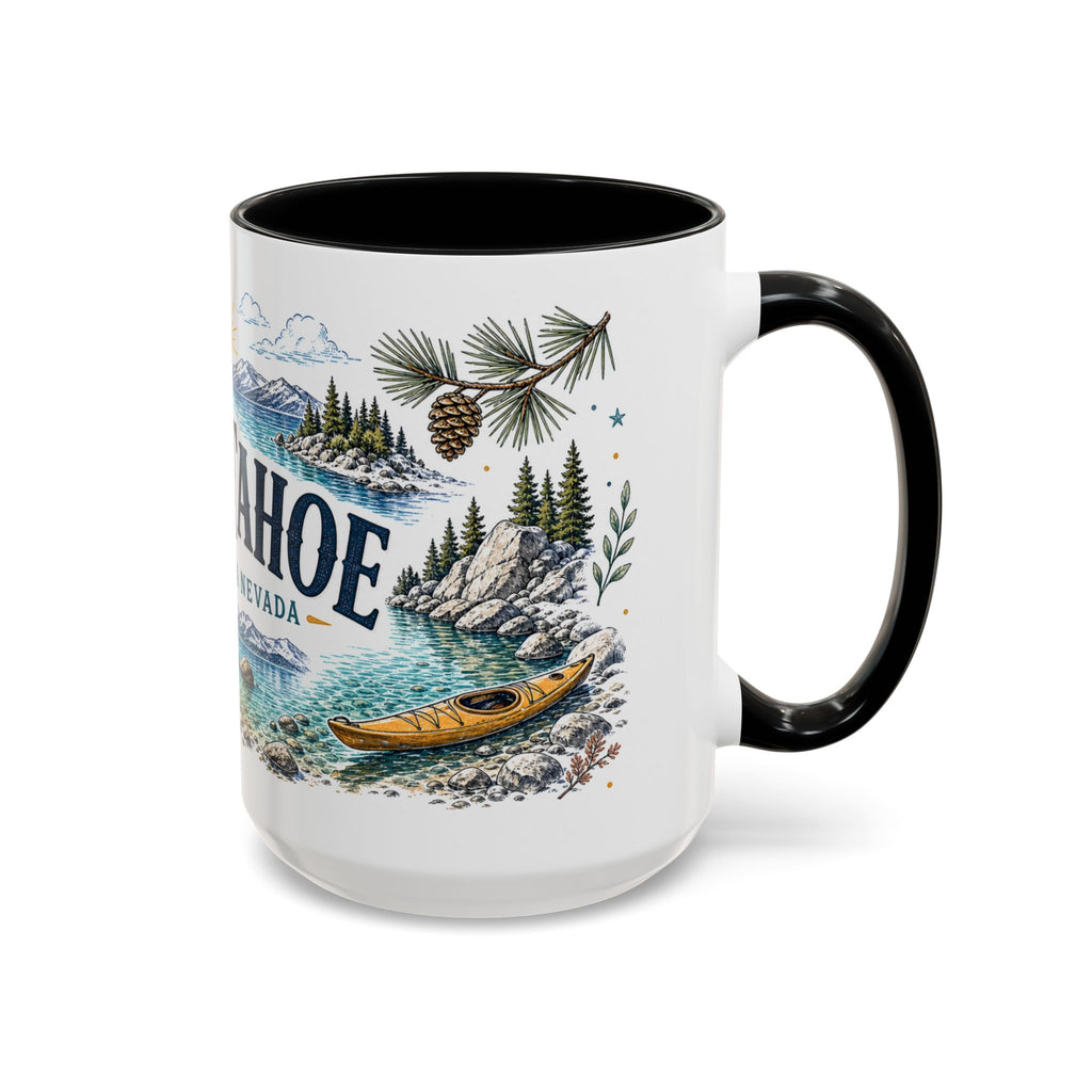 Lake Tahoe Mug, California Nevada Travel Souvenir, Bucket List Gift, Accent Ceramic Coffee Mug 11oz 15oz