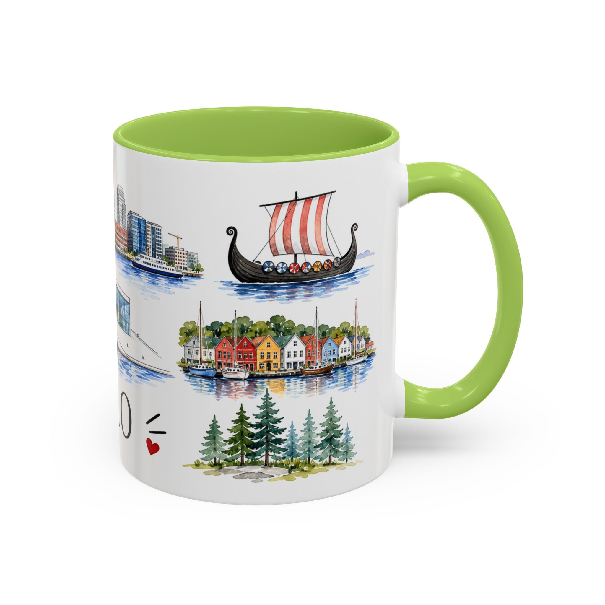 Oslo Illustrated Travel Mug | City Souvenir Accent Coffee Mug | 11oz 15oz Ceramic Cup