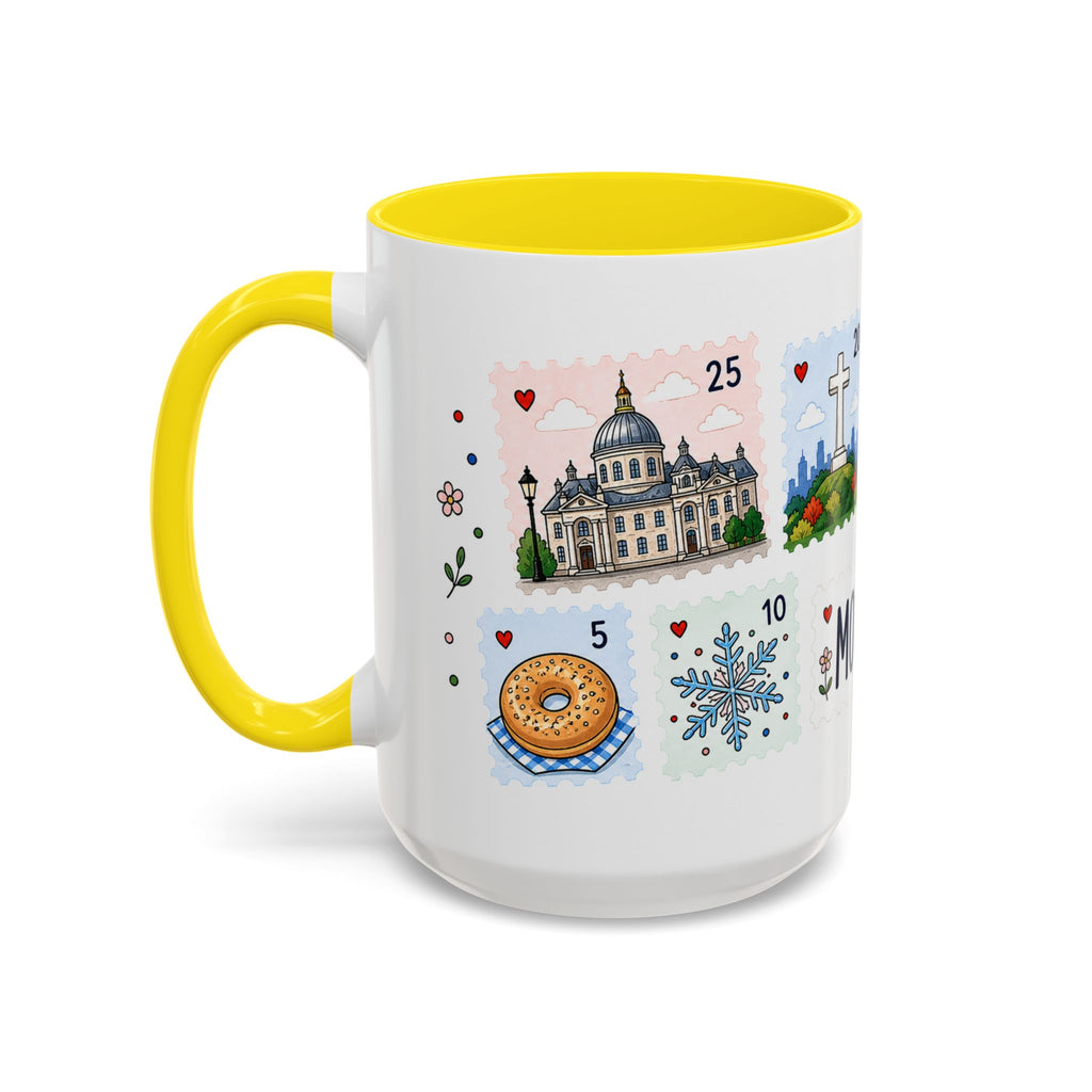 Montreal Coffee Mug | Postage Stamp Collage Mug | Travel Souvenir Accent Cup 11oz 15oz