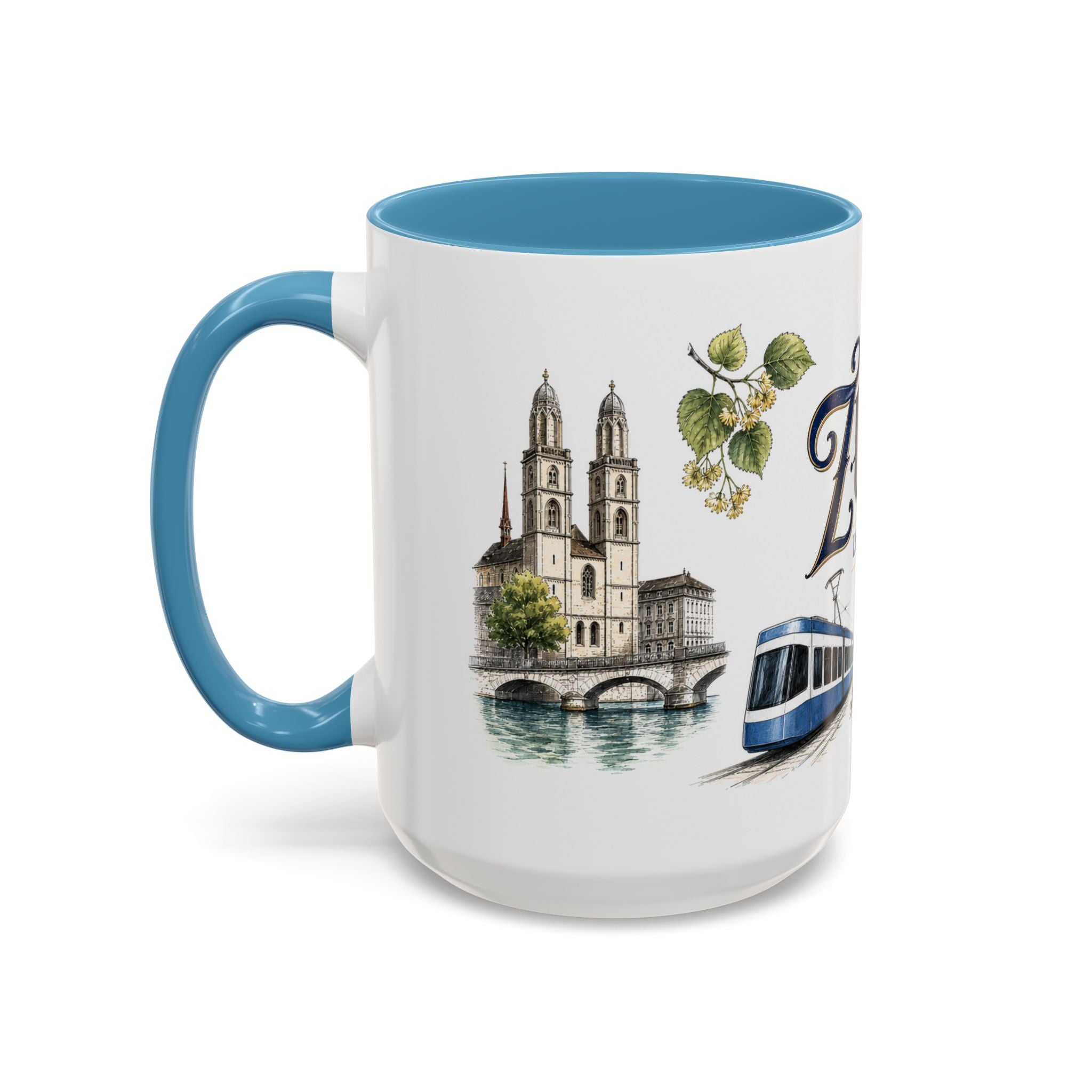 Zurich Coffee Mug | Switzerland Travel Souvenir | Vintage Illustrated City Gift | 11 oz 15 oz Accent Mug