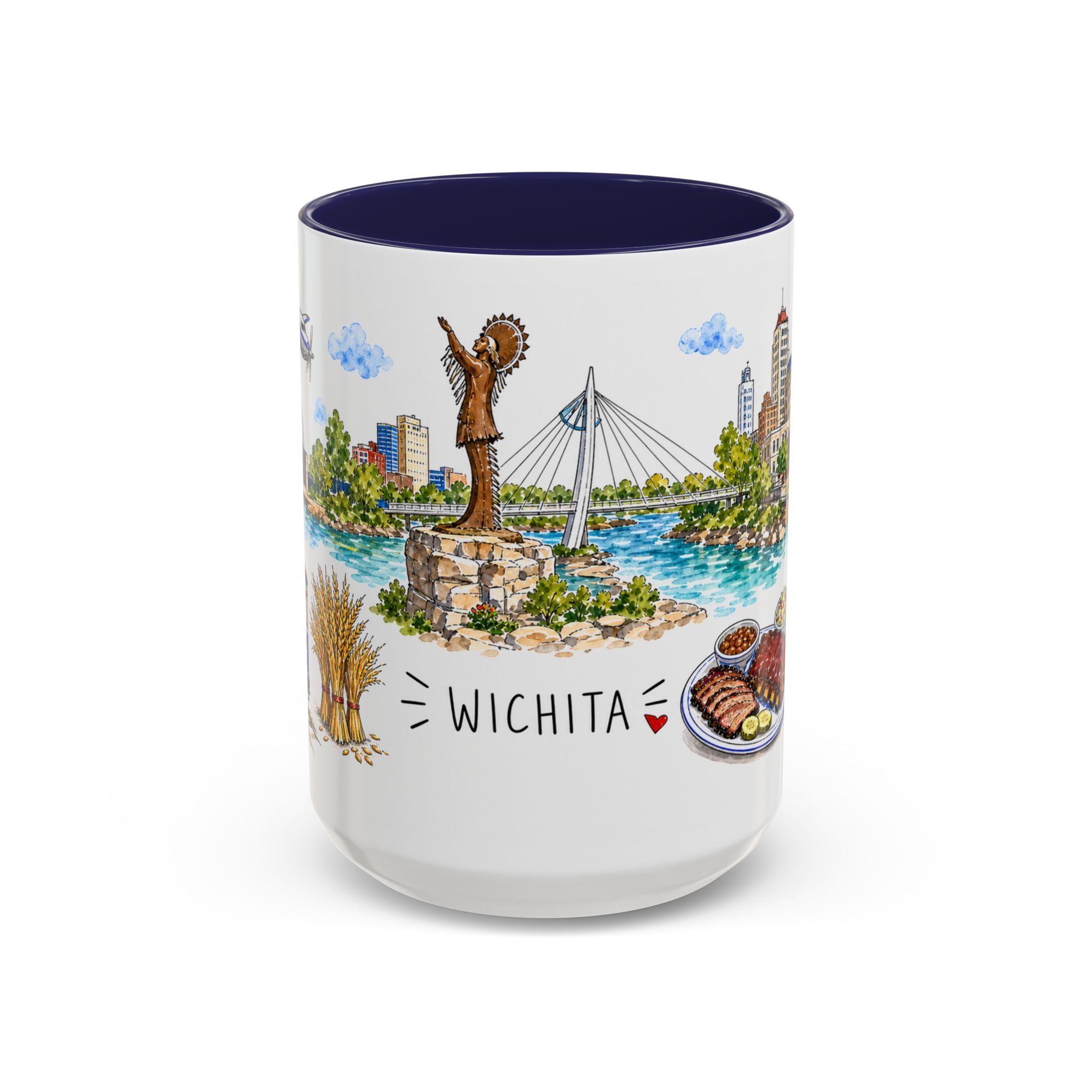 Wichita Illustrated Travel Mug | City Souvenir Accent Coffee Mug | 11oz 15oz Ceramic Cup