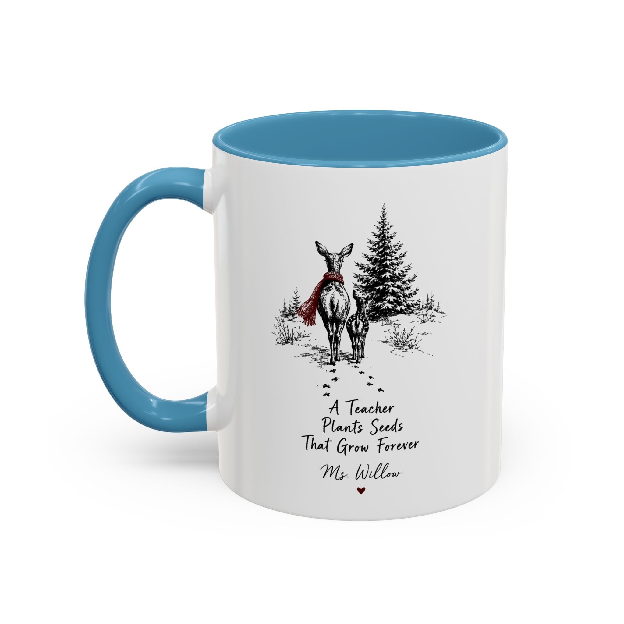 Personalized Deer Teacher Mug | You're Deer to My Heart | Custom Name Teacher Gift | 11oz 15oz