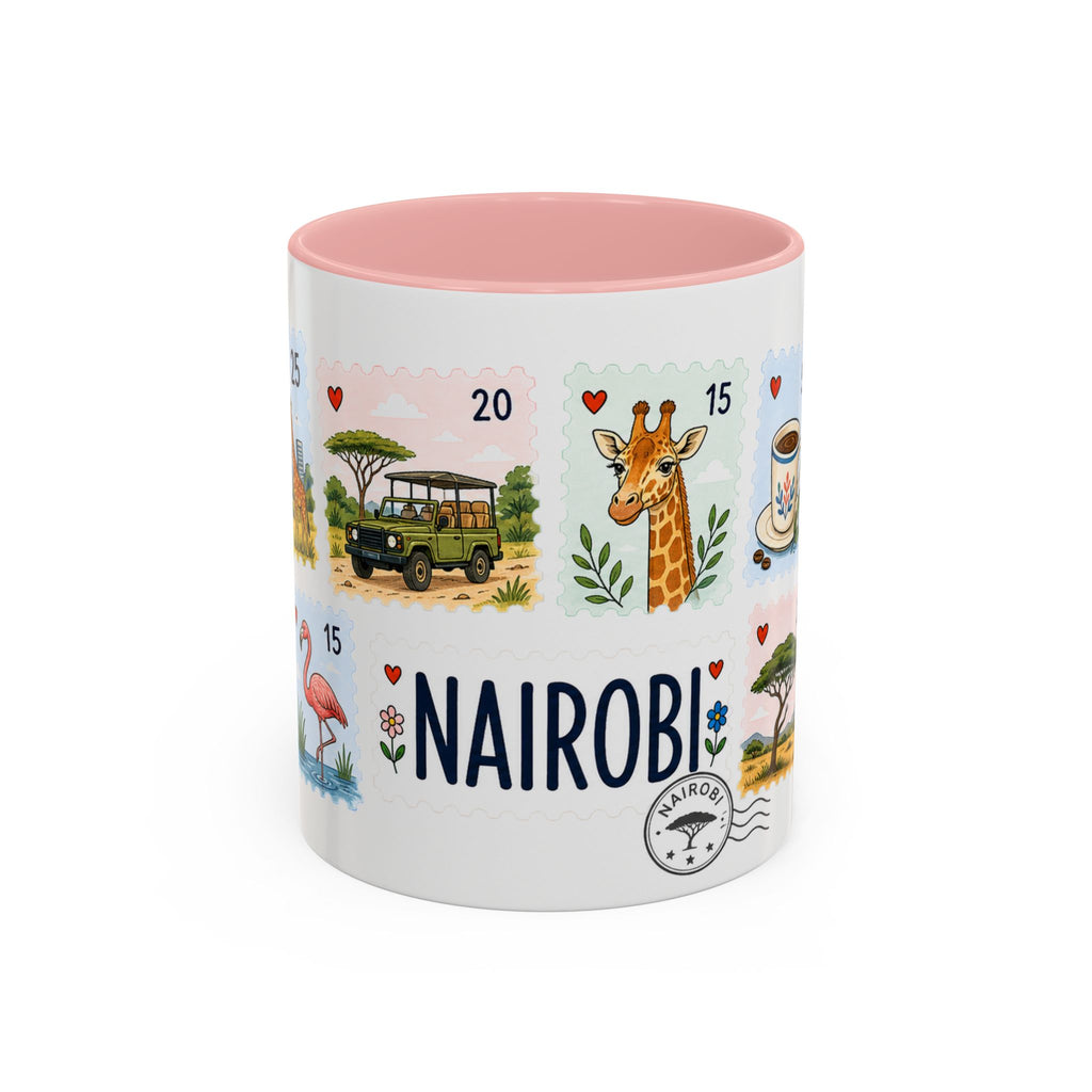 Nairobi Coffee Mug | Postage Stamp Collage Mug | Travel Souvenir Accent Cup 11oz 15oz