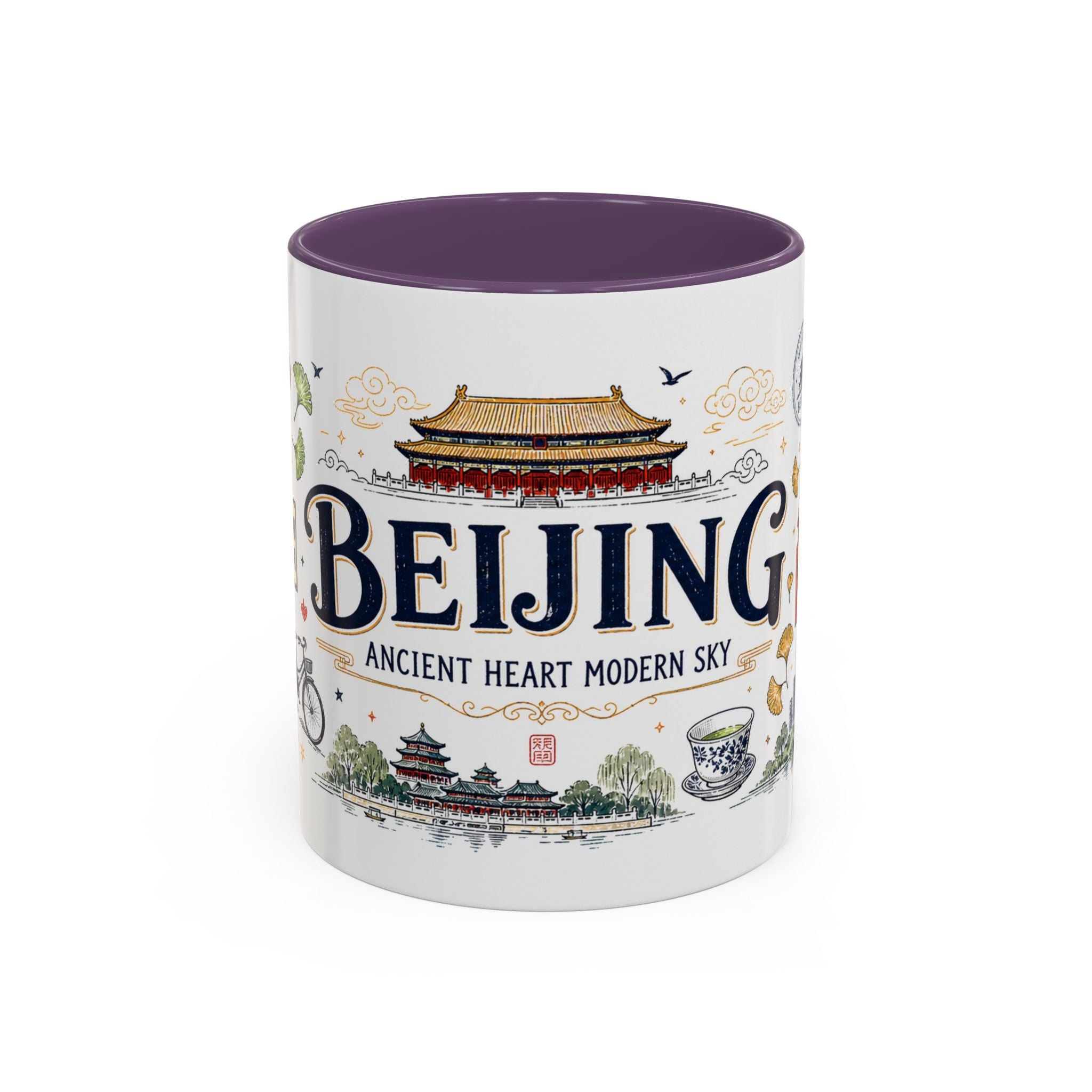 Beijing Coffee Mug | China Souvenir Travel Gift | Accent Color Ceramic 11oz 15oz