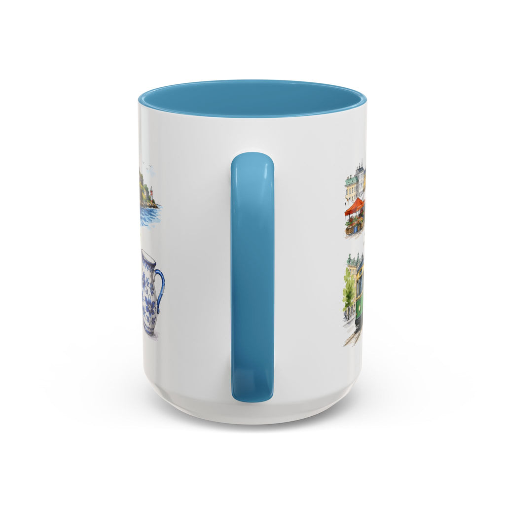 Helsinki Illustrated Travel Mug | City Souvenir Accent Coffee Mug | 11oz 15oz Ceramic Cup