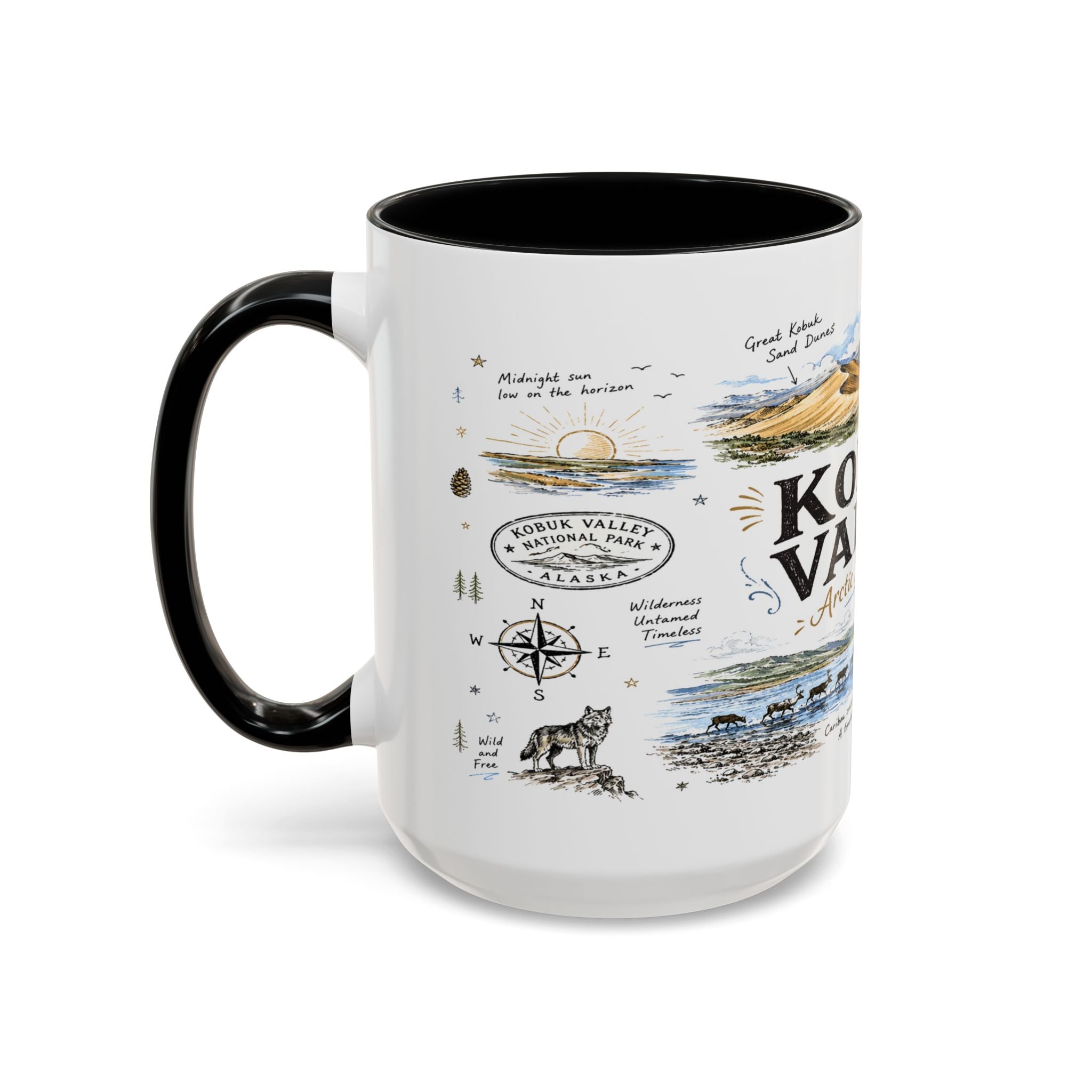 Kobuk Valley National Park Coffee Mug | Alaska Arctic Sand Dunes Gift | Accent Color Ceramic 11oz 15oz