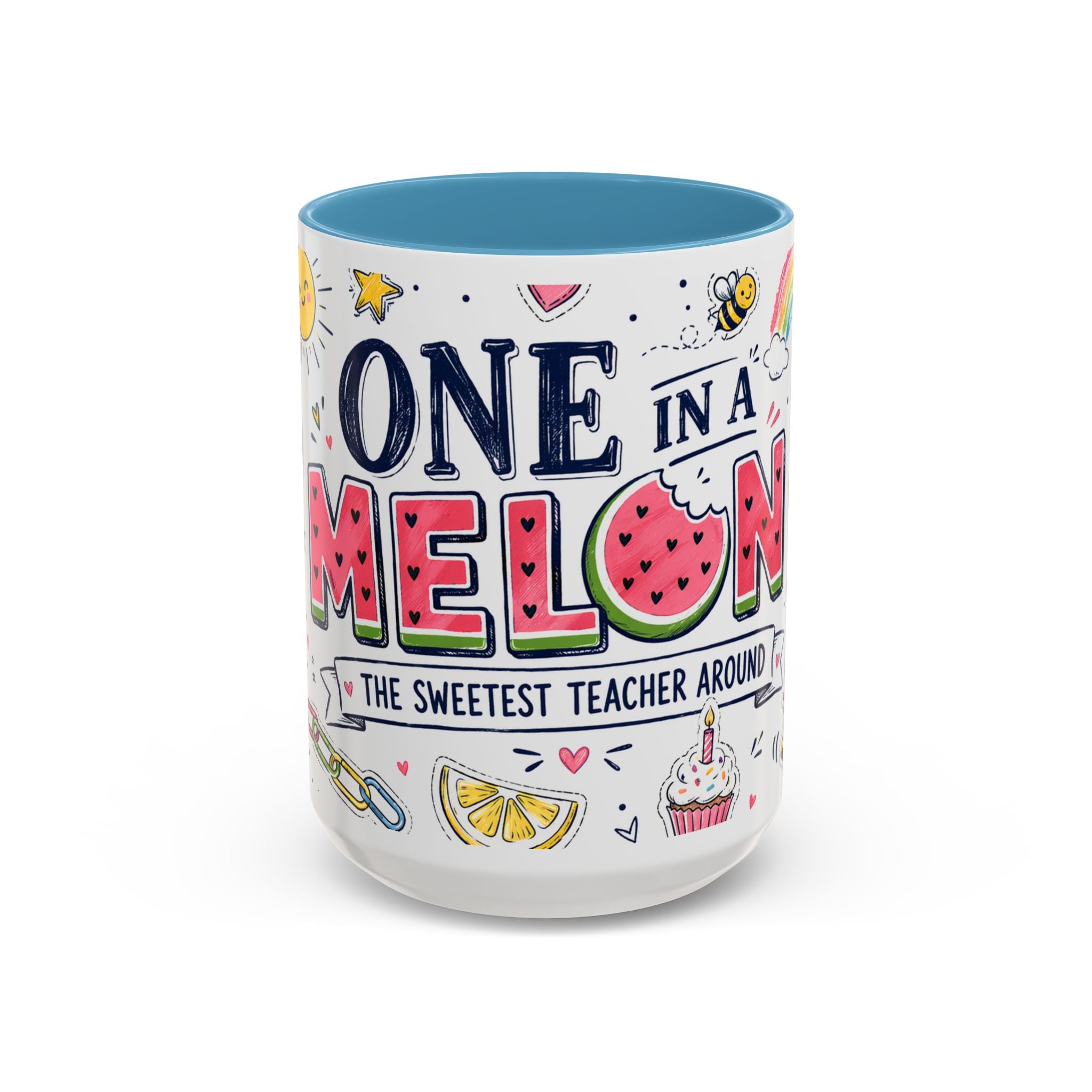One in a Melon Coffee Mug | Sweetest Teacher Appreciation Gift | Accent Color Ceramic 11oz 15oz