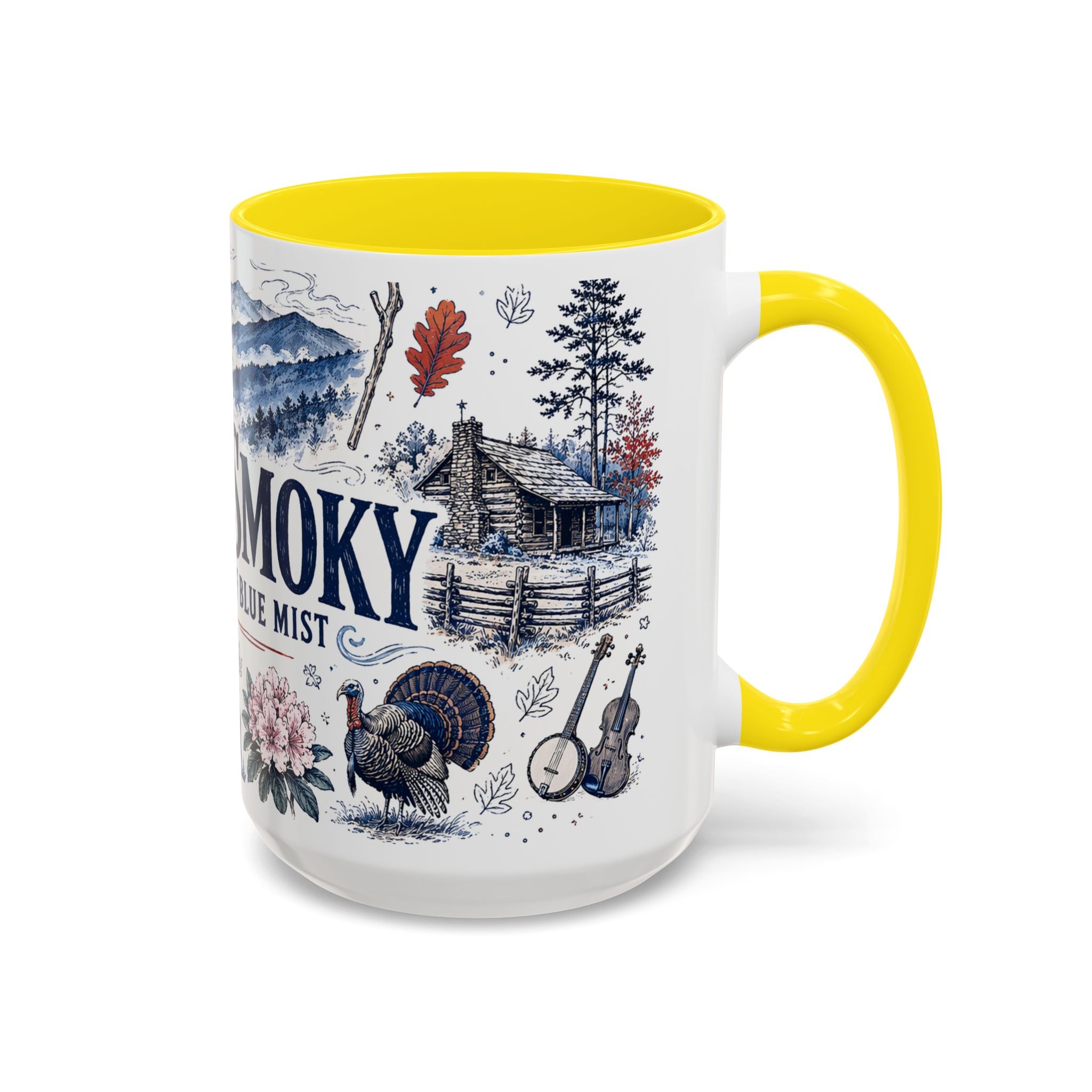 Great Smoky Mountains Coffee Mug | National Park Hiking Gift | Accent Color Ceramic 11oz 15oz