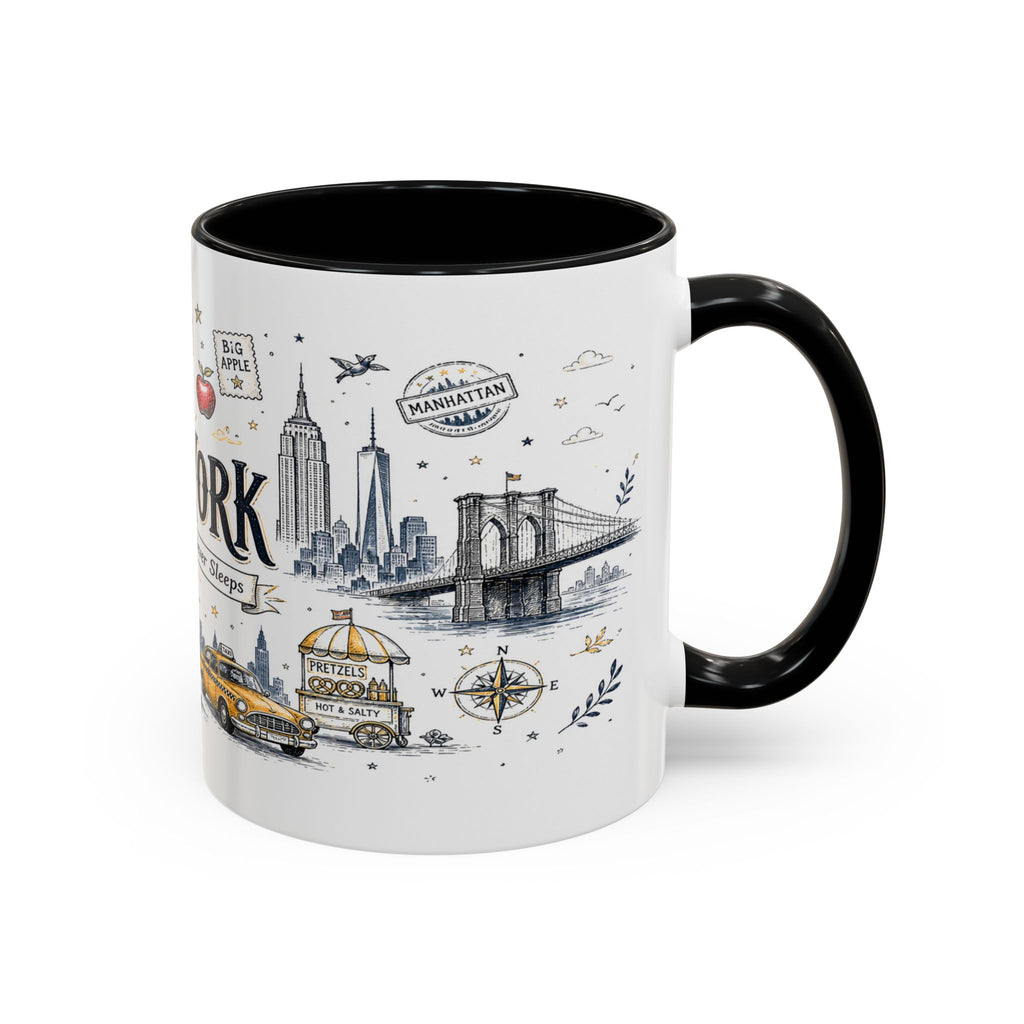 New York City Coffee Mug | New York Souvenir Travel Gift | Accent Color Ceramic 11oz 15oz