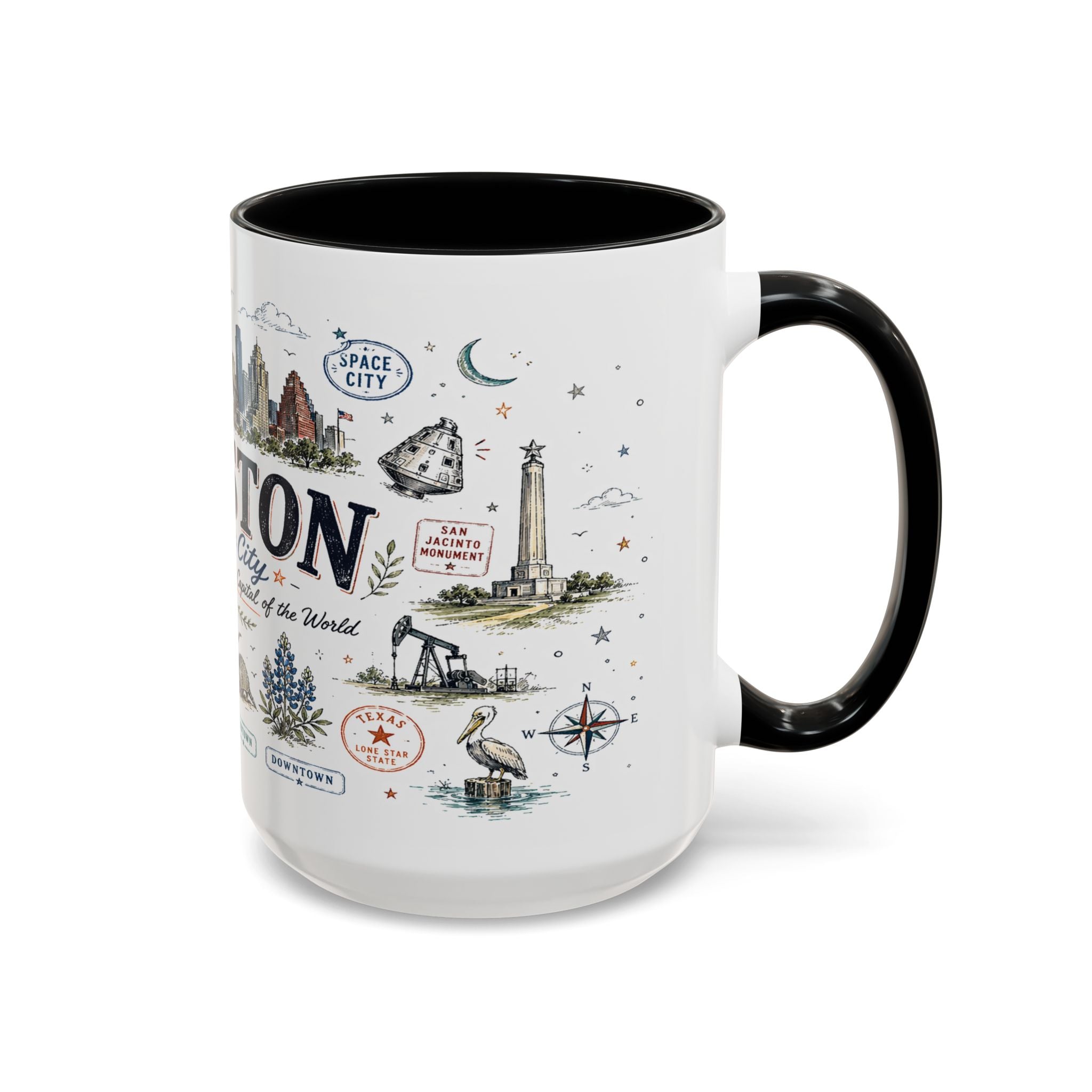 Houston Coffee Mug | Texas Souvenir City Gift | Accent Color Ceramic 11oz 15oz