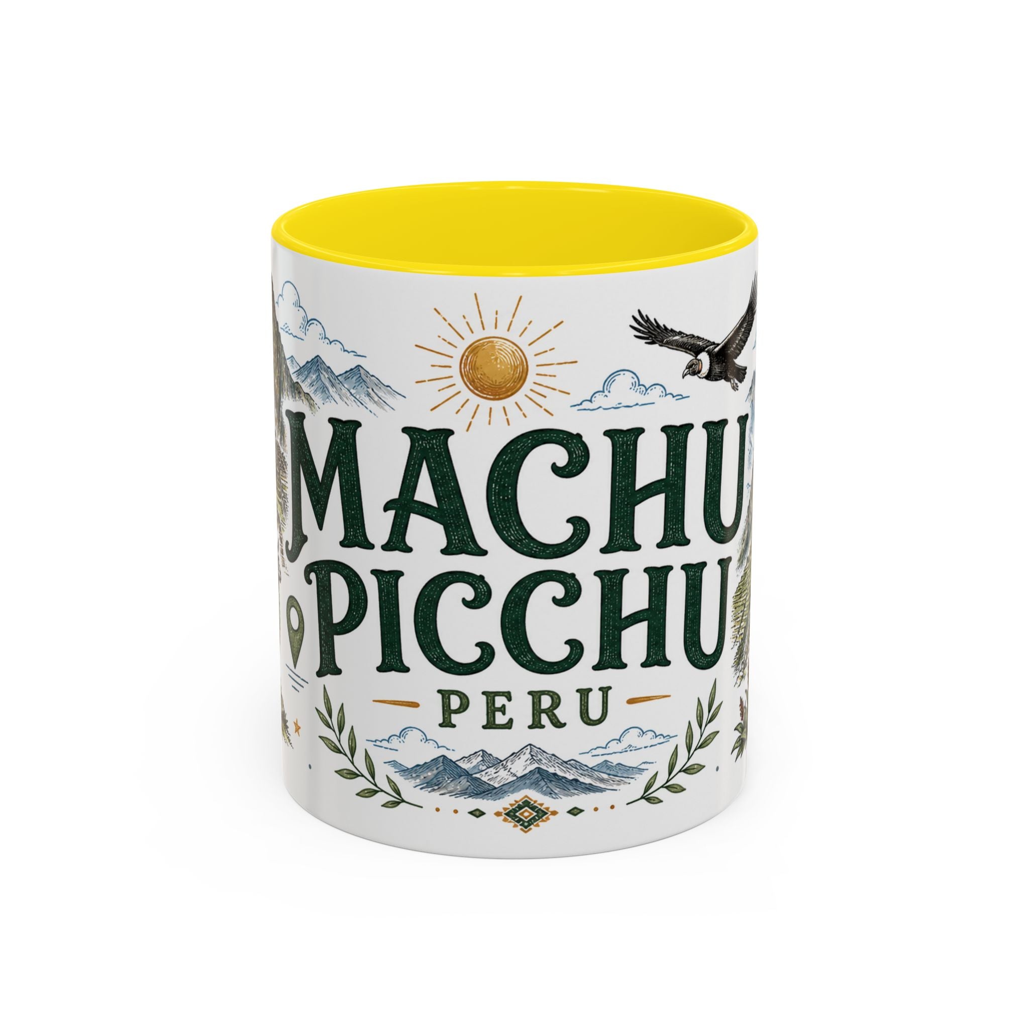Machu Picchu Coffee Mug | Travel Destination Souvenir Gift | Accent Color Ceramic 11oz 15oz