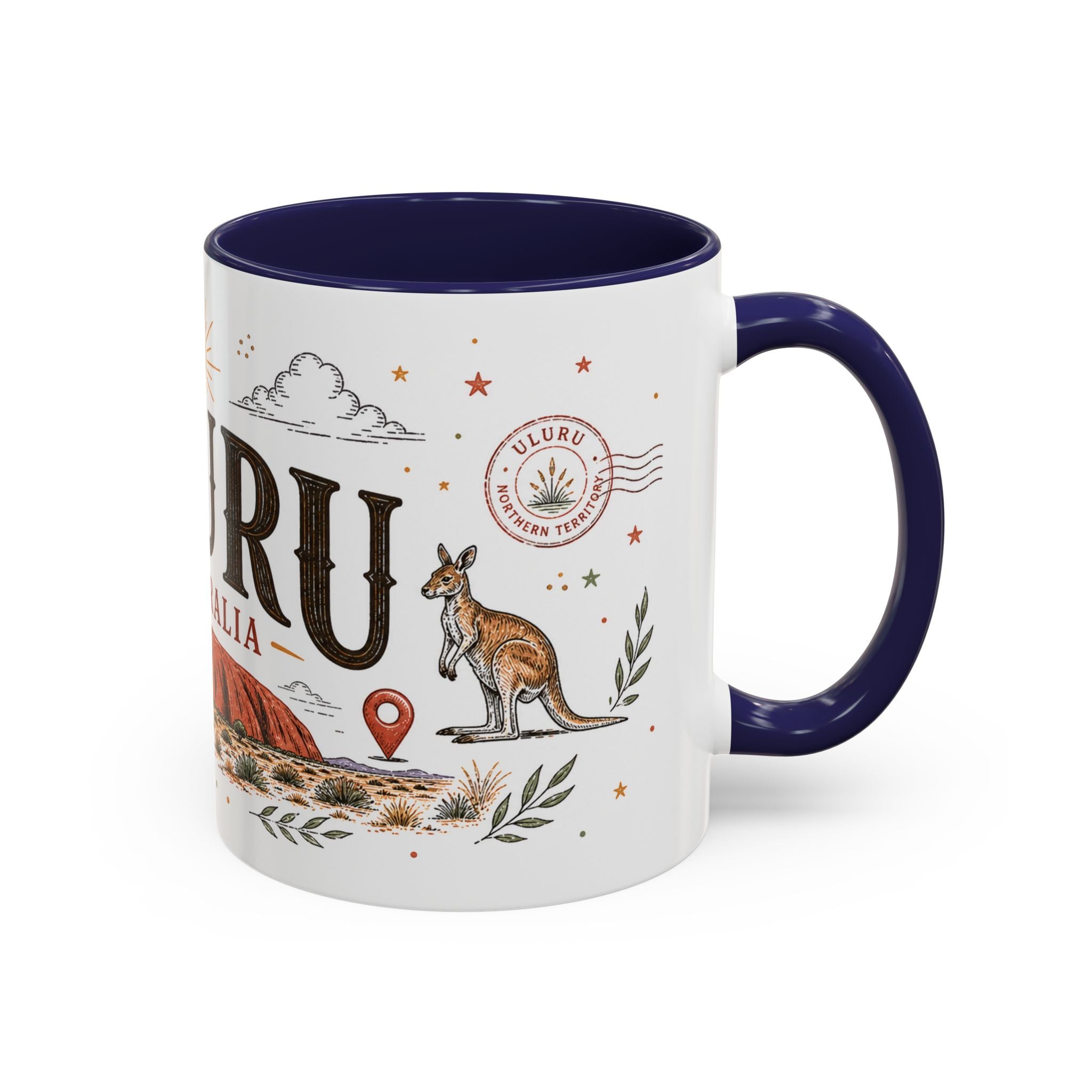 Uluru Coffee Mug | Travel Destination Souvenir Gift | Accent Color Ceramic 11oz 15oz