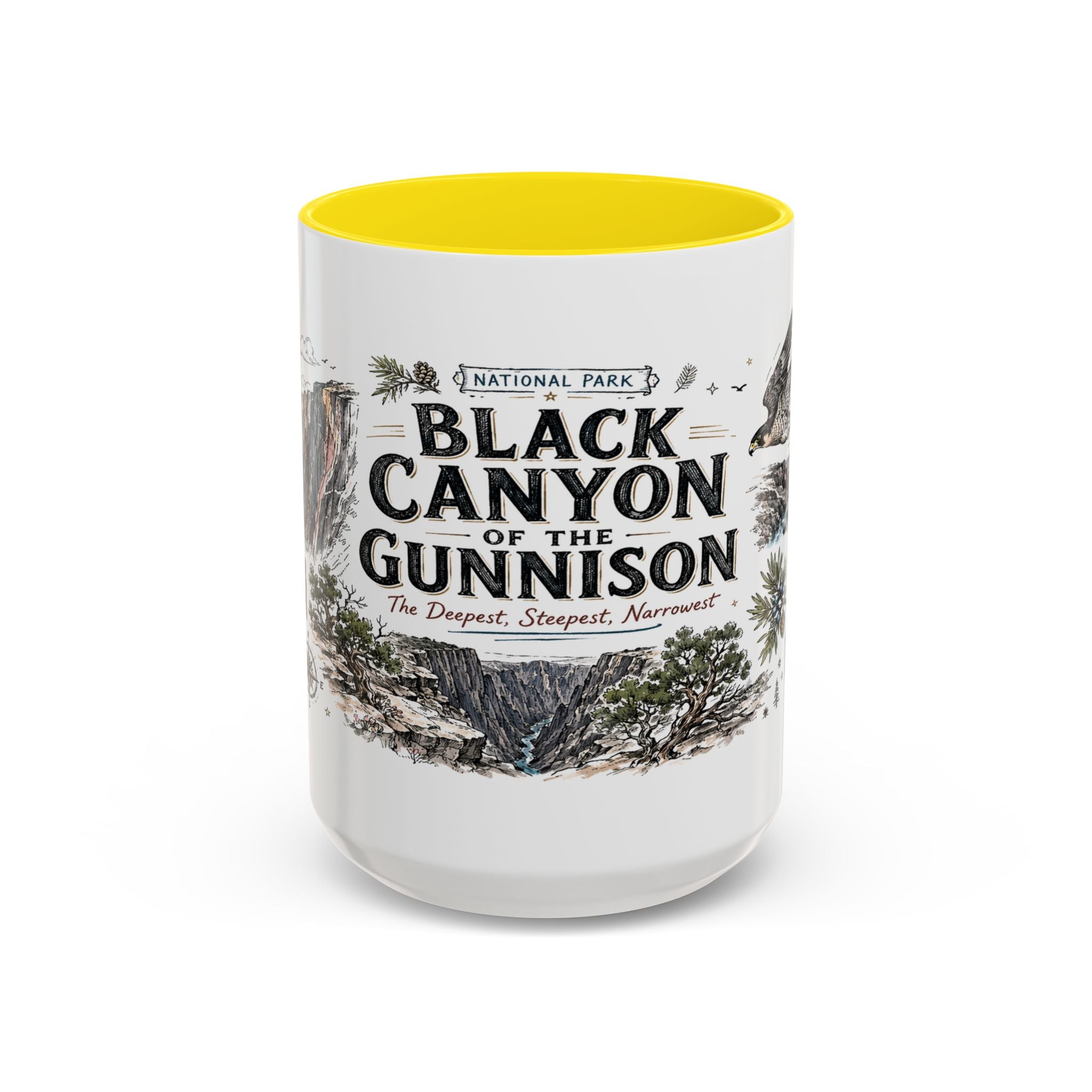 Black Canyon of the Gunnison National Park Coffee Mug | Colorado Deep Canyon Hiking Gift | Accent Color Ceramic 11oz 15oz