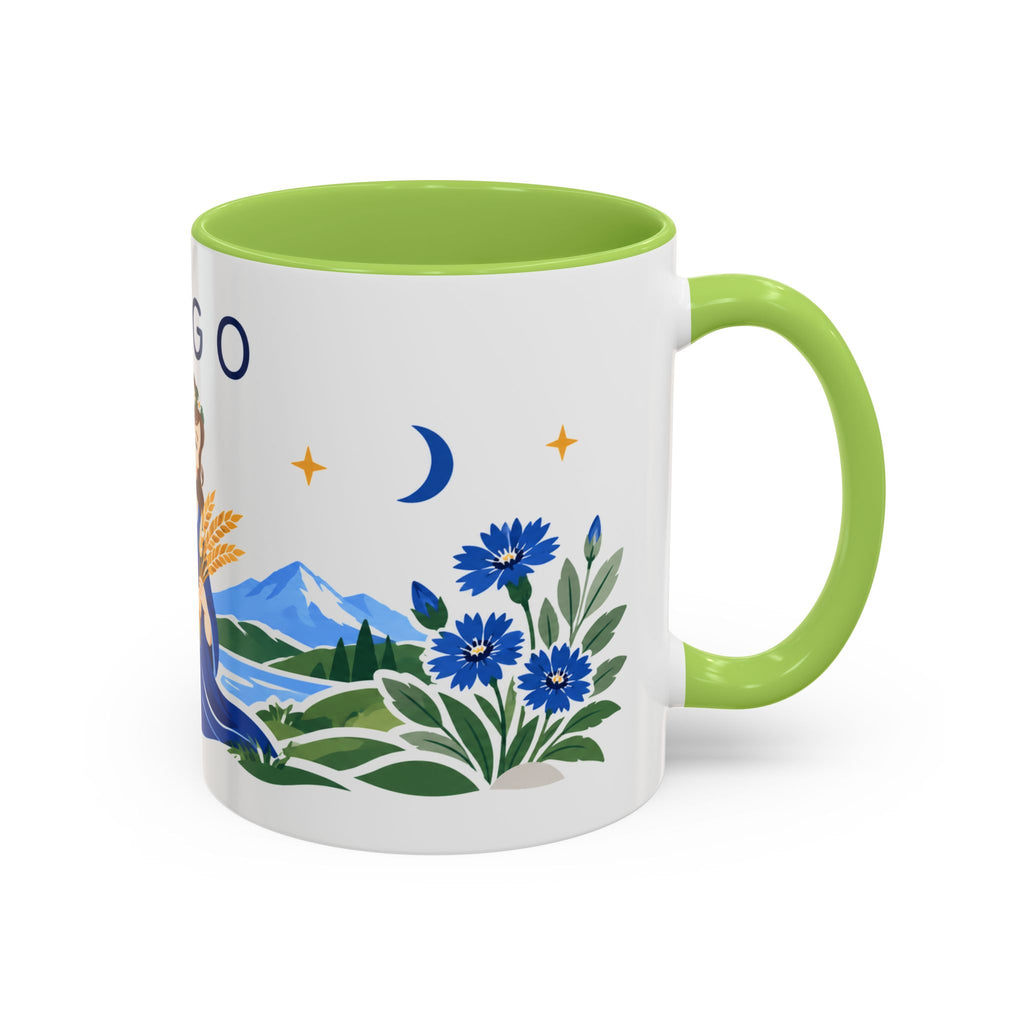Virgo Zodiac Coffee Mug | Maiden and Wheat Design | Astrology Birthday Gift | 11 oz 15 oz Ceramic Accent Mug