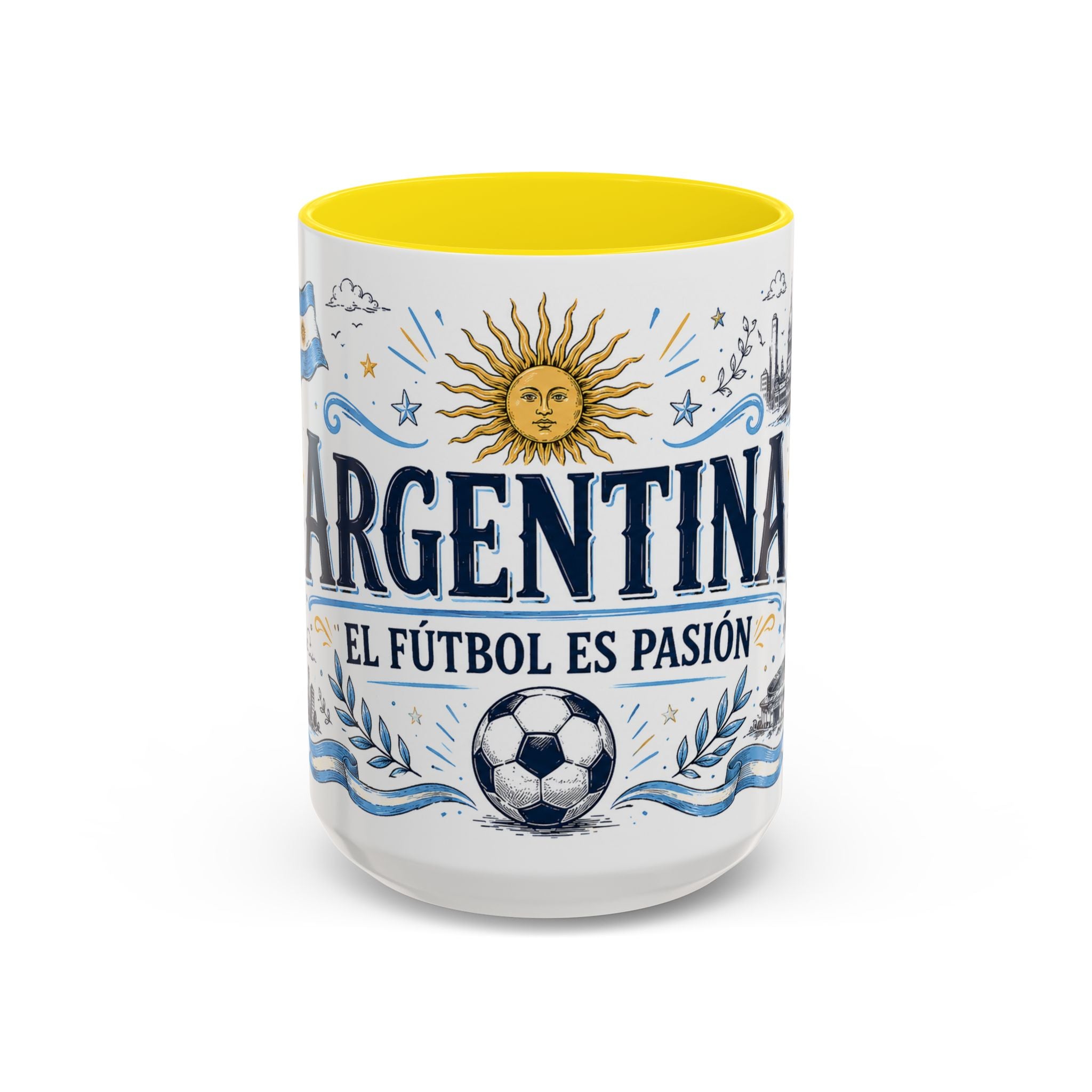 Argentina Soccer Coffee Mug | Soccer Fan Gift | Accent Color Ceramic 11oz 15oz Match Day Cup