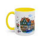 Volendam Illustrated Travel Mug | Netherlands Souvenir Accent Coffee Mug | 11oz 15oz Ceramic Cup
