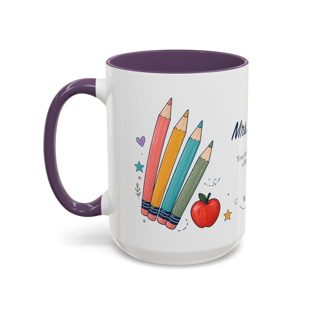 Personalized First Year Teacher Mug | Custom Name Pencil Coffee Cup