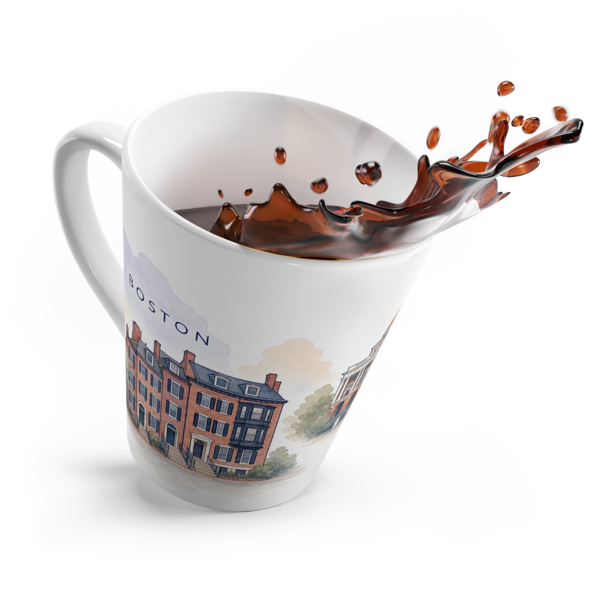 Boston Latte Mug | Watercolor City Travel Mug | 12 oz Ceramic Souvenir Gift