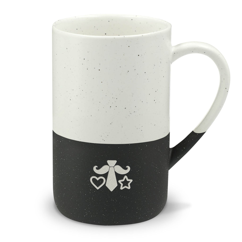 Father's Day Engraved Mug, Fathers Day Tie Heart, 13oz Speckled Ceramic Coffee Cup, Holiday Gift