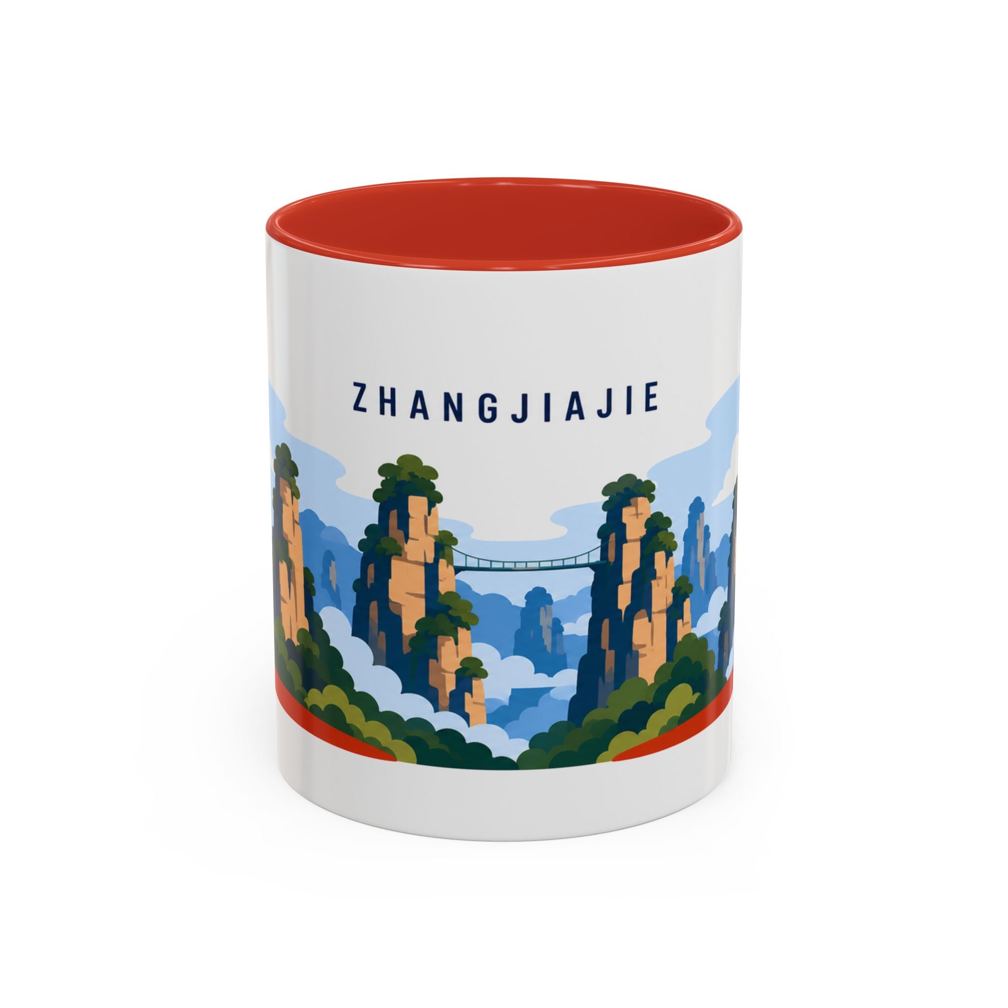 Zhangjiajie Coffee Mug | Travel Destination Souvenir Gift | Accent Color Ceramic 11oz 15oz