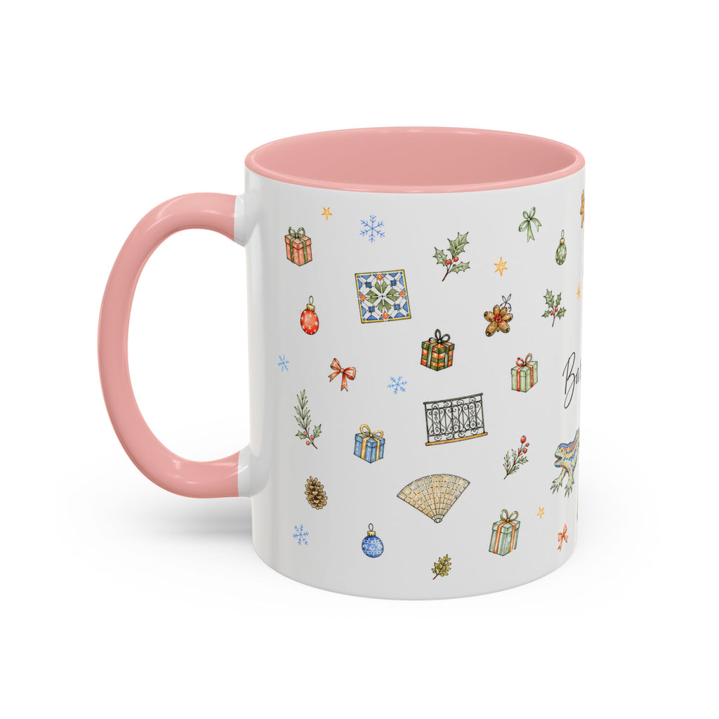 Barcelona Christmas Mug | Watercolor City Souvenir, Ceramic Coffee Cup (11oz/15oz)