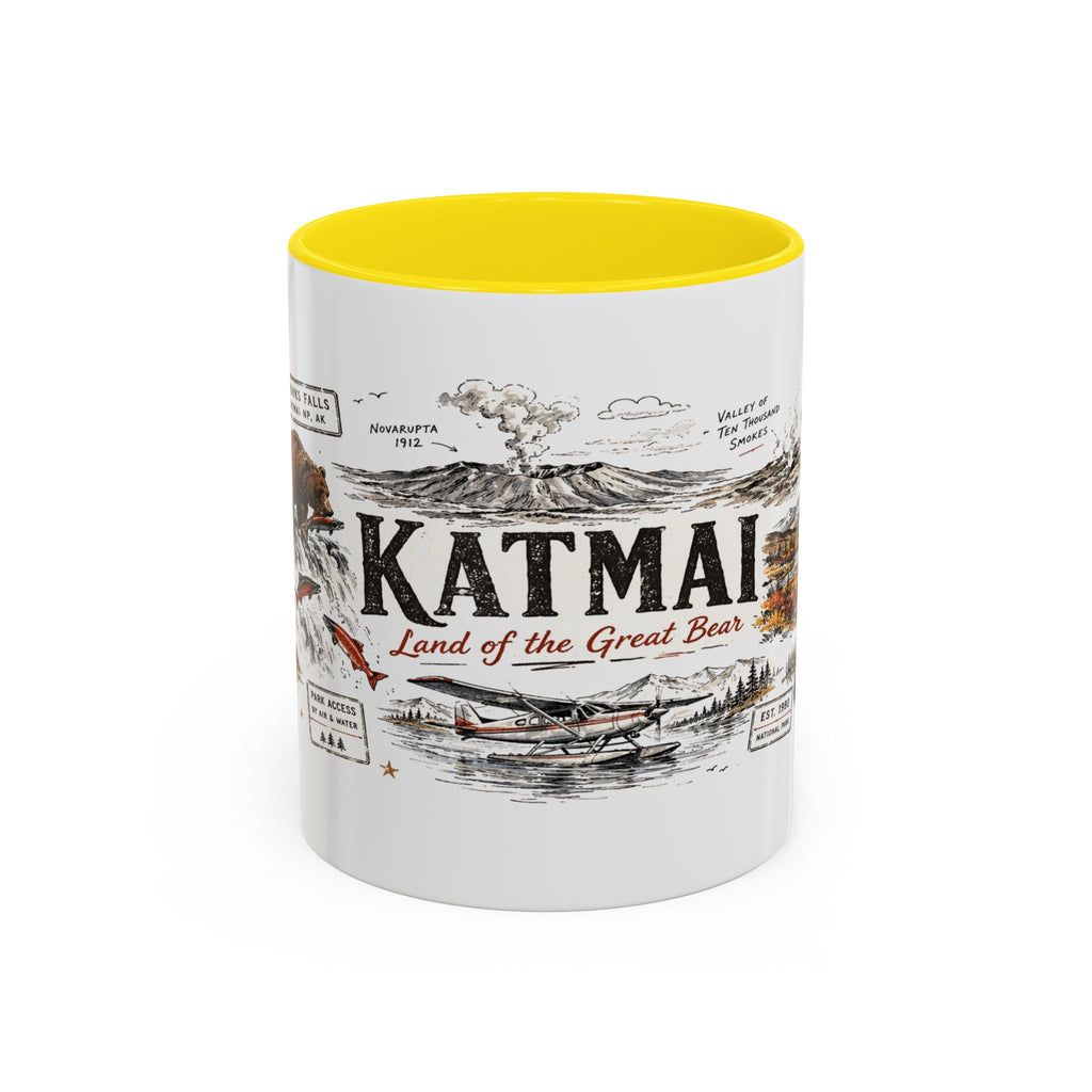 Katmai National Park Coffee Mug | Alaska Bear Watching Wildlife Gift | Accent Color Ceramic 11oz 15oz