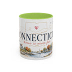 Connecticut State Map Mug | Botanical Accent Coffee Cup (11oz 15oz)