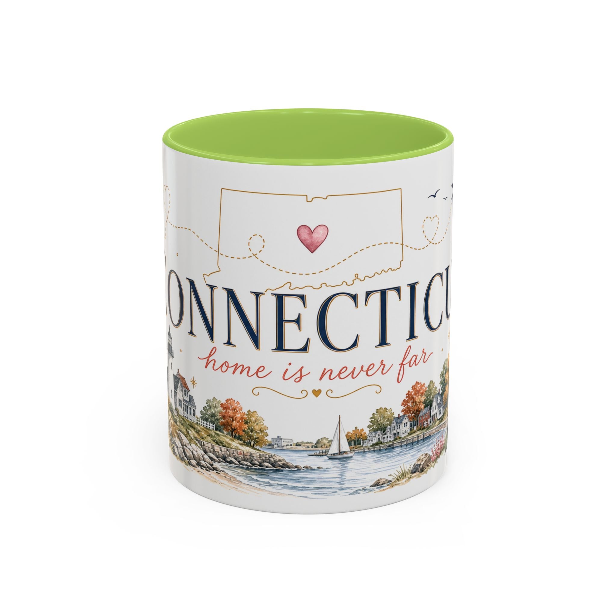 Connecticut State Map Mug | Botanical Accent Coffee Cup (11oz 15oz)