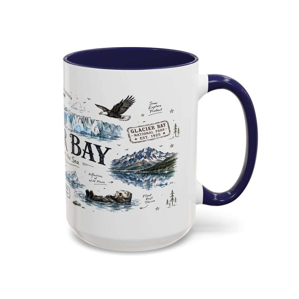 Glacier Bay National Park Coffee Mug | Alaska Wilderness Kayaking Gift | Accent Color Ceramic 11oz 15oz