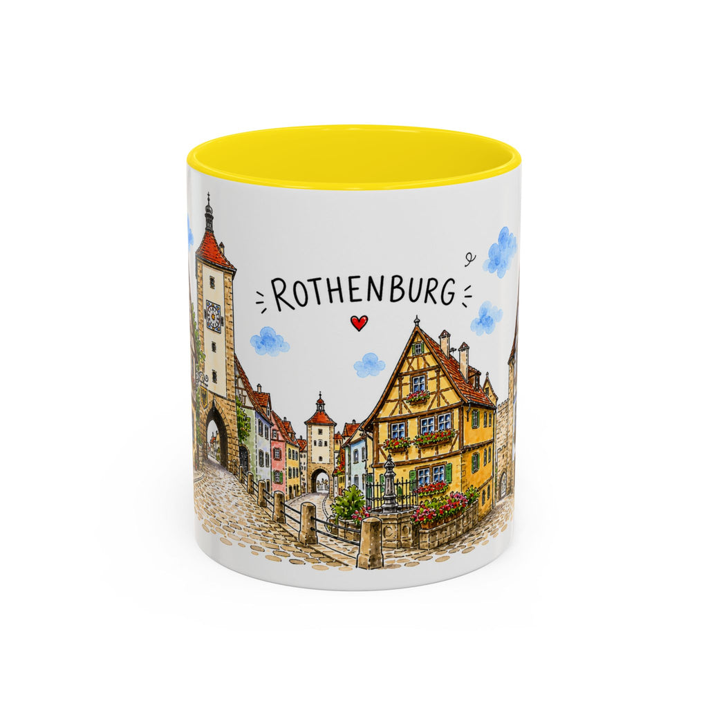 Rothenburg Illustrated Travel Mug | Germany Souvenir Accent Coffee Mug | 11oz 15oz Ceramic Cup