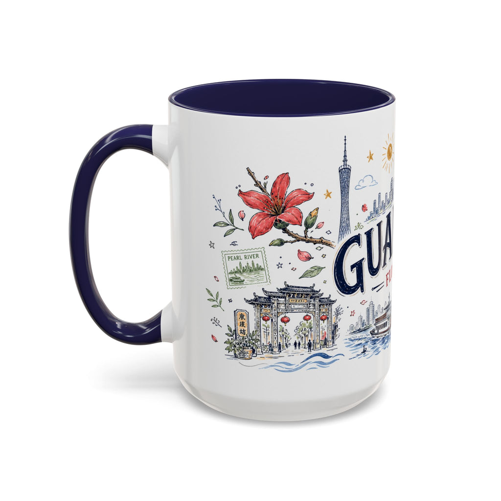 Guangzhou Coffee Mug | China Souvenir Travel Gift | Accent Color Ceramic 11oz 15oz