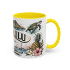 Honolulu Coffee Mug | United States Travel Souvenir | Vintage Illustrated City Gift | 11 oz 15 oz Accent Mug