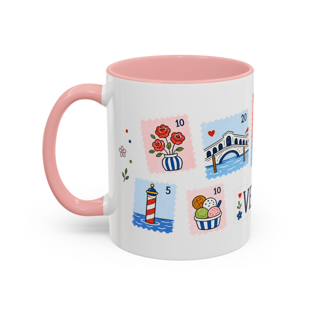 Venice Coffee Mug | Postage Stamp Collage Mug | Travel Souvenir Accent Cup 11oz 15oz