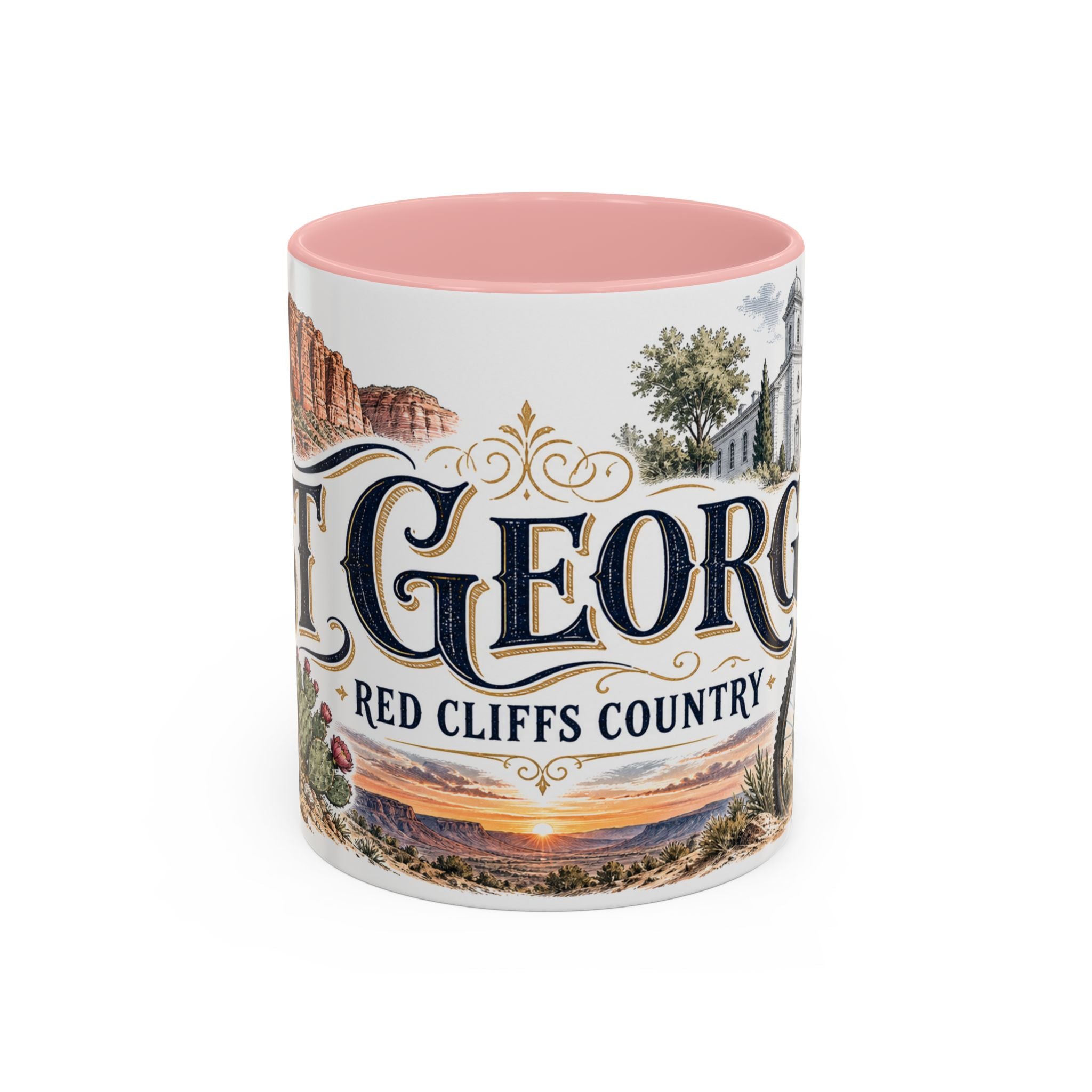 St George Coffee Mug | United States Travel Souvenir | Vintage Illustrated City Gift | 11 oz 15 oz Accent Mug