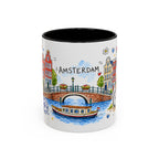 Amsterdam Travel Mug | European City Souvenir Accent Coffee Mug | 11oz 15oz Ceramic Cup